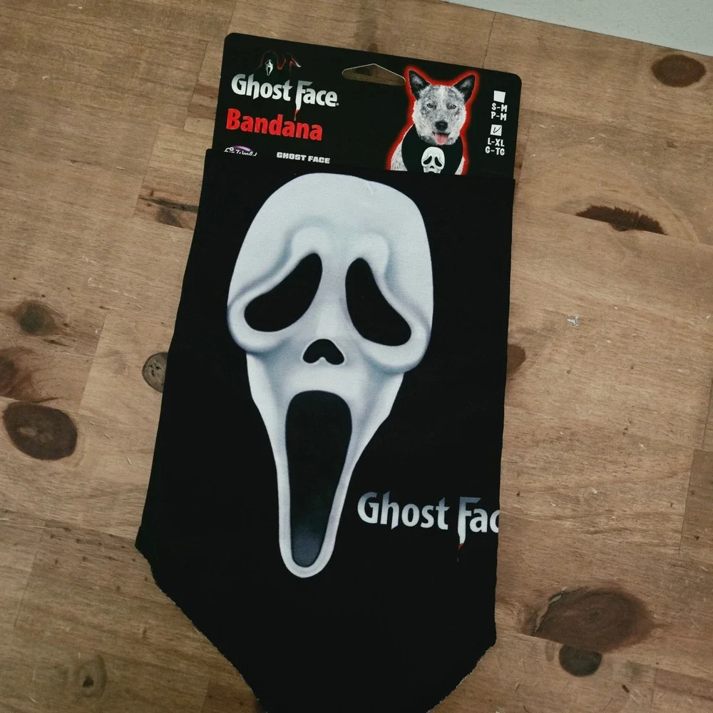 Fun World Ghost Face Bandana Pet L/XL Black New Halloween Scream Costume 98124K